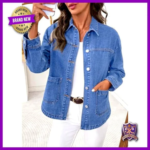Oversized Denim Jacket Classic Boyfriend Fit Casual Chic Trendy Minimal